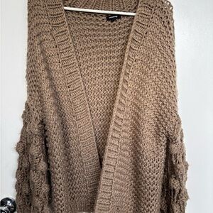 mittoshop Chunky Open-Front Cardigan in Taupe Brown